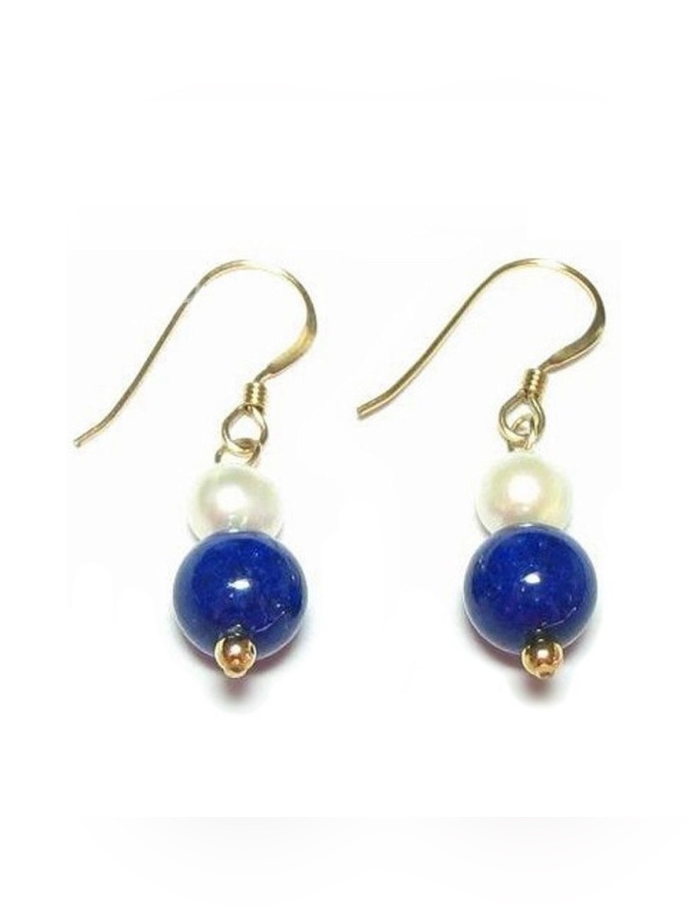 14k Pearl & Lapis Earrings